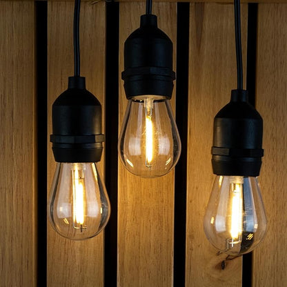 Outdoor String Lights - 50 Ft Patio Lights with 24 Vintage-Style LED Edison Bulbs and Hanging Sockets for Porch, Backyard, and Events by Pure Garden