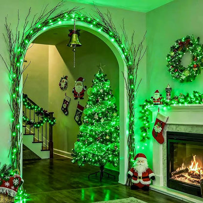 JMEXSUSS 500 LED Green Christmas Lights Indoor Outdoor, 8 Modes 163 FT Green String Lights Plug-in Clear Wire, Remote Control Christmas Tree Light for Xmas Tree Party Halloween