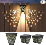 2 Pack Solar Fence Lights Outdoor Wall lihgts Decorations Metal Solar Deck Lights Waterproof LED Solar Powered Step | Lumora