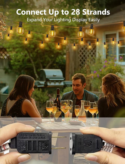 50FT LED Outdoor String Lights, G40 Globe Christmas String Lights Waterproof with 25 Warm White Bulbs & 2 Spare, Connectable Hanging Lights for Patio Backyard Porch Christmas Party Decor
