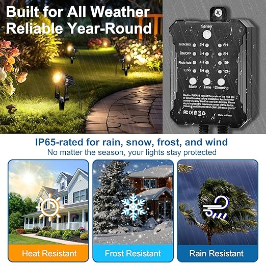 YGS-Tech All-in-One Low Voltage Landscape Lighting Kit, 8-Pack Landscape Lights with Transformer, 3000K 24V LED Landscape Lights with 70FT Wire, Waterproof Outdoor Spotlights for Yard Garden Pathway