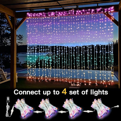 suddus Curtain Lights for Bedroom, 320 Led 9.8ft x9.8ft Hanging String Lights Indoor, Curtain String Lights for Backdrop, Window, Wall, Wedding, Party, Garden, Porch, Brithday Decor Multicolor