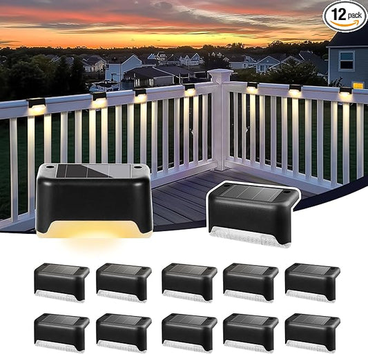 SOLPEX Solar Deck Lights Outdoor Waterproof 12Pack, Solar Step Lights Led Solar Powered Lights for Outdoor Stairs, Step, Fence, Yard, Patio, and Pathway(Warm White)