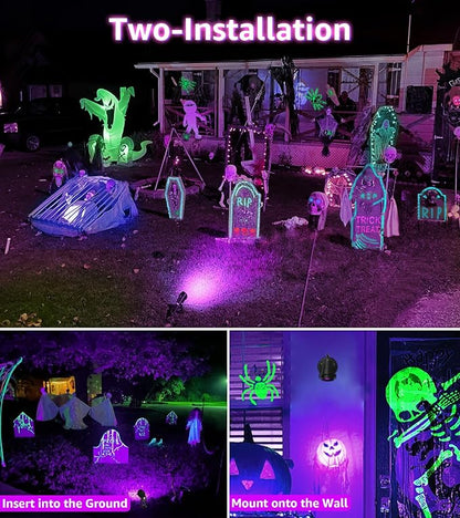 SUNVIE LED Black Light Spot Light Outdoor 10W Blacklight Spotlight Waterproof Halloween Spot Light Outdoor Black Light 120V Purple Spotlight Blacklights for Glow Party Decorations, 2Pack