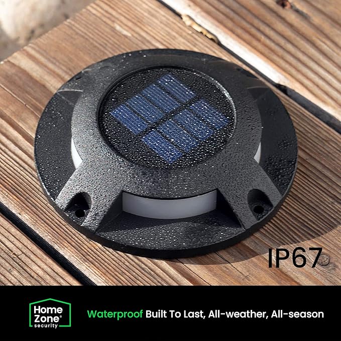Home Zone 12 Packs Outdoor Solar Deck Light, Black, 120 Lumens Total, Waterproof, Dusk to Dawn, Aluminum Plastic | Lumora