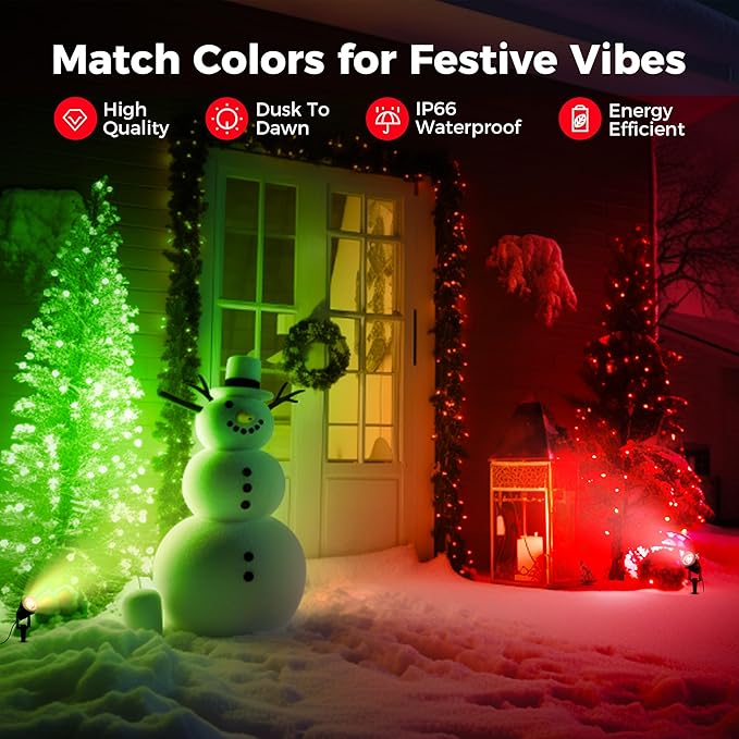 L LOHAS LED Red Spotlight Outdoor, Tree Spot Lights for Yard, Auto On/Off 5W 120V Landscape Lighting for House | Lumora