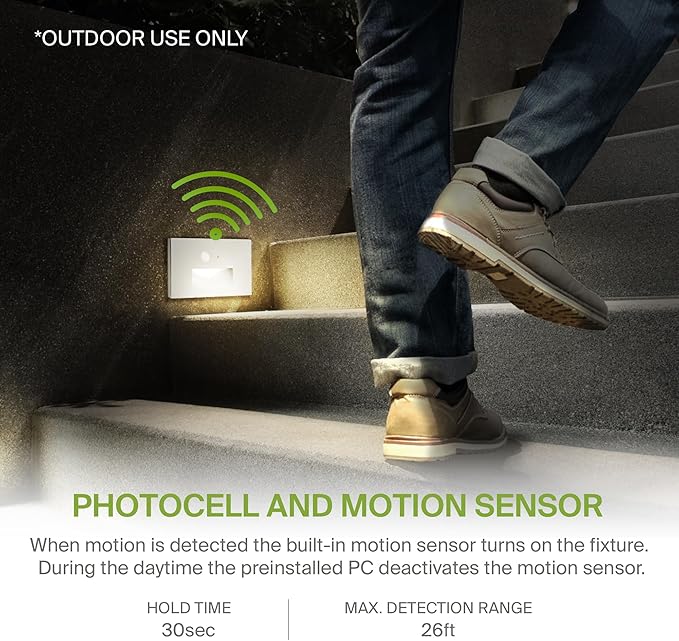 ASD LED Recessed Step Light Fixture, Dusk to Dawn Outdoor Tread Lighting | 3CCT, Motion Sensor, Photocell | Lumora