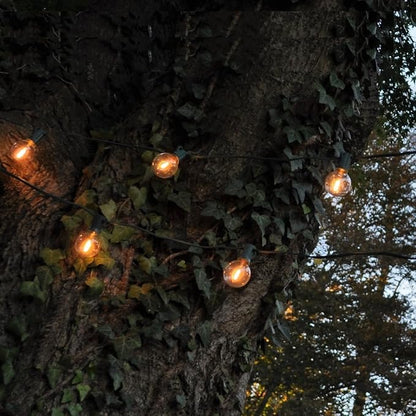 Hometown Evolution, Inc. G40 LED Warm White Outdoor Patio String Lights with 0.6 Watt Bulbs (G40 LED Filament - Black Wire, 100 ft)