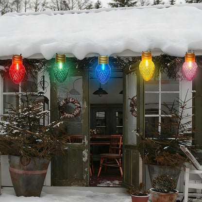 SUNSGNE Jumbo Christmas Hanging String Lights 16FT Large Xmas Lights with 10 Count 5'' LED Giant Multicolor Bulbs, C7 Big Bulb Vintage Christmas Light for Indoor Outdoor Roof Yard Decor, Green Wire