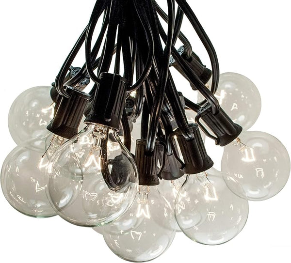 Hometown Evolution, Inc. 50 Foot Globe Patio String Lights with G50 2” Clear Light Bulbs and Black Wire (+ 2 Free | Lumora
