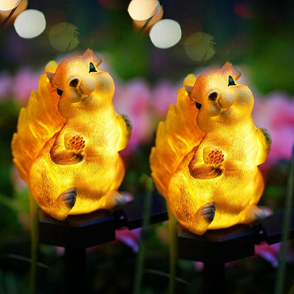 SmilingTown Solar Squirrel Garden Lights - Outdoor Decorative Stake Light Waterproof for Yard Patio Pathway Lawn Ornaments Garden Decorations Gifts (2 Packs)