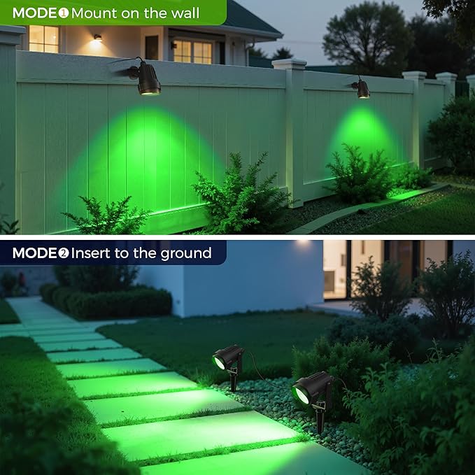 L LOHAS LED Green Spotlight Outdoor, Tree Spot Lights for Yard, Auto On/Off 5W 120V Landscape Lighting for House | Lumora