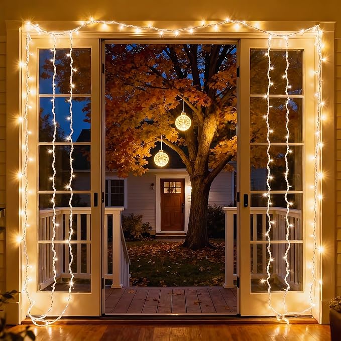 200 Clear Bulbs White Wire Christmas Lights, Commercial Grade Decorative Lighting String Pack of 2 Sets 100 Light, for Indoor Outdoor Party, Garden, Patio.