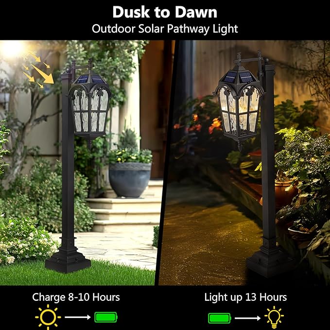 Emliviar Solar Pathway Light Outdoor, Garden Landscape Lighting Waterproof, 2700K LED Post Lamp with Remote | Lumora