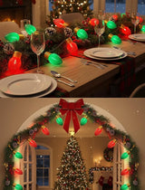 Red and Green Jumbo Christmas Lights Outdoor, 16ft Jumbo C7 (5") Diamond Pattern Bulbs, Connectable Large Outdoor | Lumora