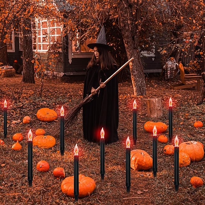 19.5Ft Halloween Pathway Lights Outdoor, Halloween Decor Candle Lights with 10 C18 Flame Bulbs and Black Blood | Lumora