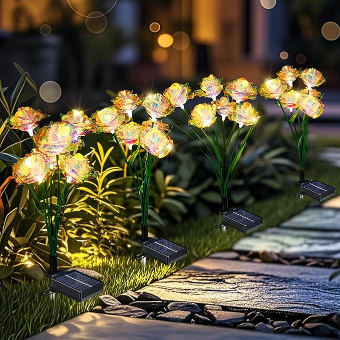[24 Bigger Roses] Solar Garden Lights Outdoor, Birthday Gifts for Mom Women Preserved Flowers Solar Light, IP65 | Lumora