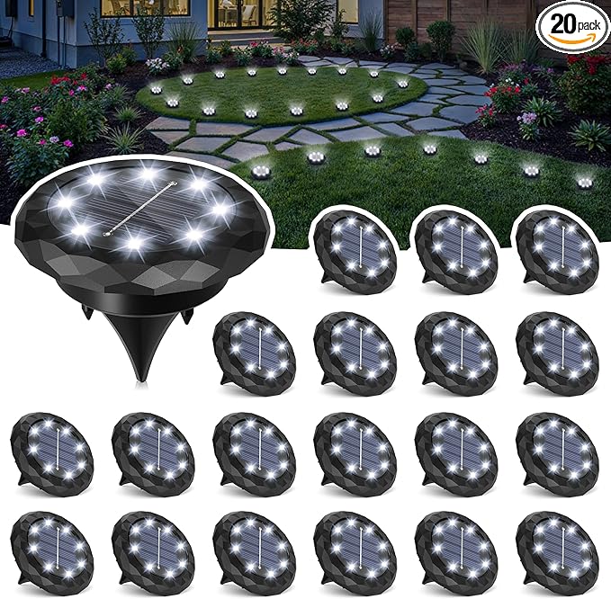 SOLPEX Mini Solar Ground Lights, 20 Pack Solar Lights Outdoor Waterproof, Landscape Lighting for Garden Pathway | Lumora
