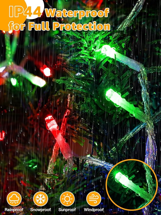 Christmas Lights 600 LED 98FT, Waterproof Outdoor String Lights with Remote and Timer, 8 Modes Dimmable Fairy | Lumora