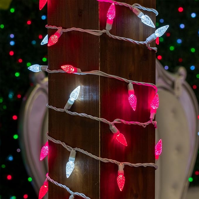 70 Light 24Ft Valentine's Day Lights Commercial String Lights C6 LED Strawberry Faceted Bulb – Red/Pink/Pure Whtie | Lumora