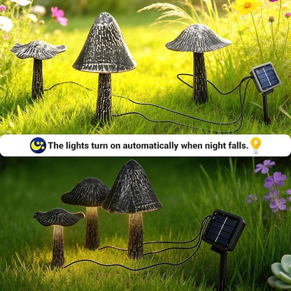 Solar Lights Outdoor Decor, Solar Metal Mushroom Yard Decorations Outdoor, IP65 Waterproof Garden Decor, Gifts for Women Mom, for Yard Patio Lawn Pathway Landscape