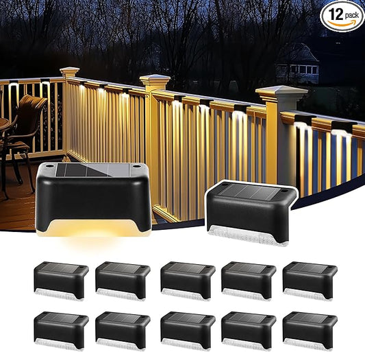 Solar Deck Lights Outdoor, Solar Step Lights Waterproof Led Lights for Outdoor Stairs, Step, Fence, Patio,Yard,Porch and Balcony(12 Pack,Warm White)
