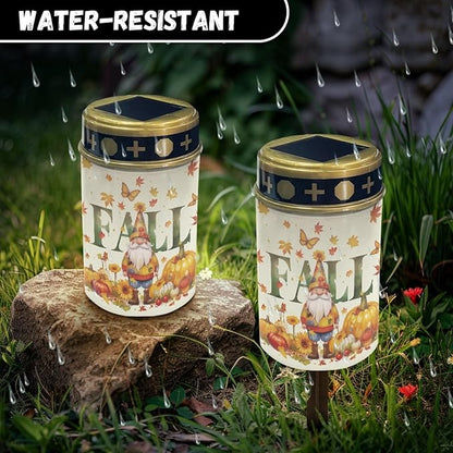 Fall Dwarf Solar Lights Outdoor Halloween Decor Lantern Solar Garden Stake Lights Flameless Warm White Lights for Kitchen Home Solar Lights Outdoor Waterproof Stoplights