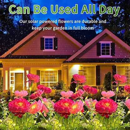 3-Pack Solar Garden Lights – 21 Solar Snow Lotus Flowers, Waterproof Auto On/Off Pathway Lights for Yard, Walkway, Patio & Cemetery Decor (Pink)
