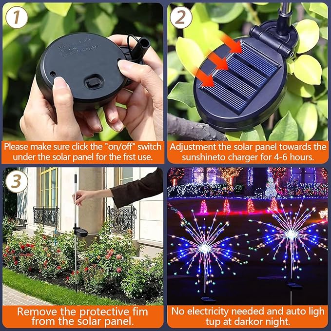 4 Pack Solar Firework Lights 200 LED Create Magical Nights, Waterproof Starburst - Outdoor Security Flood Light | Lumora