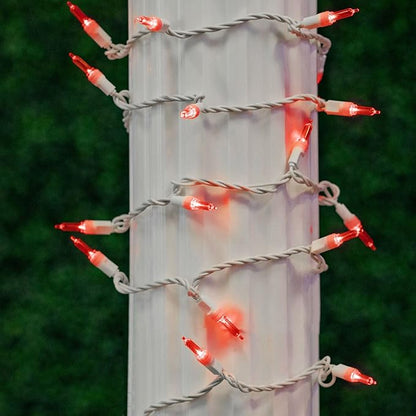 Novelty Lights Vintage Style T5 Red LED Christmas Lights, 11.5 Feet White Wire String of 35 Mini Bulbs, UL Listed Indoor/Outdoor Tree Lighting