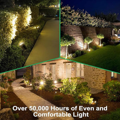 deerdance LED Outdoor Landscape Lighting Low Voltage Landscape Pathway Lights Aluminum Wired Waterproof Outdoor Spotlights Uplight Transformer for Yard House Garden 24W 2400lm (Warm White, 6)
