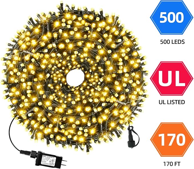 170FT 500 LED Christmas Lights Outdoor Indoor, Waterproof Christmas Tree Lights for Christmas Decorations with | Lumora