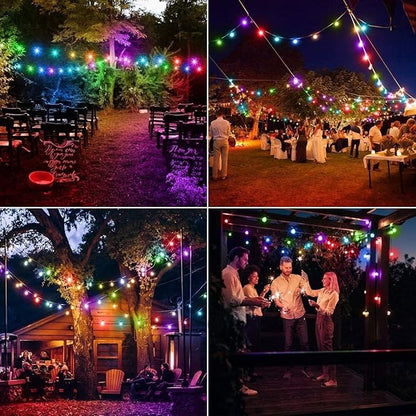 Solar String Lights, Small Crystal Ball ，Outdoor String Light 60 LED 40ft 8 Lighting Modes Waterproof Solar Powered Patio Solar Light for Garden Yard Porch Wedding Party Decor (Rainbow-Colored)