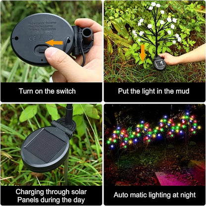 Solar Garden Lights Decorative, Solar Outdoor Lights Waterproof 4Pack,80Led Rose Solar Flower Lights Garden Decor, Solar Lights for Outside Yard,Patio,Christmas Decorations Gardening Gifts