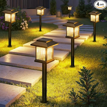 Solar Garden Lights Outdoor Waterproof，4Pcs Solar Lights Outdoor，Solar Lamps Used for Decorating Courtyards, Balconies, Terraces and Lawns