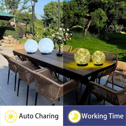 Solar Lights Outdoor Waterproof Powered-Clear Glass Globes Lights for Patio, Yard, Camping, Garden, Stylish Portable Lighting for Homeowners & Enthusiasts (Blue)