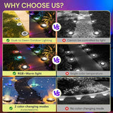 LOHAS Dusk to Dawn Low Voltage Landscape Lighting Warm White + RGB Modes, 6 Pack IP65 Outdoor In Ground Lights with | Lumora