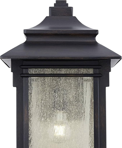 Franklin Iron Works Hickory Point Farmhouse Rustic Mission Outdoor Wall Light Fixture Bronze Lantern 19" Frosted Cream Glass for Exterior House Porch Patio Outside Deck Garage Yard Front Door Home