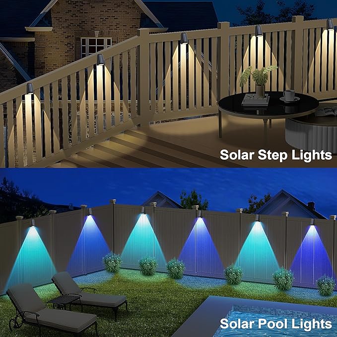 artcool 10 Pack Brighter Solar Fence Lights,Deck Light Solar Powered,Deck Solar Light Outdoor Waterproof,Dusk to Dawn Step Lights for Wall/Step/Patio/Garage/Yard