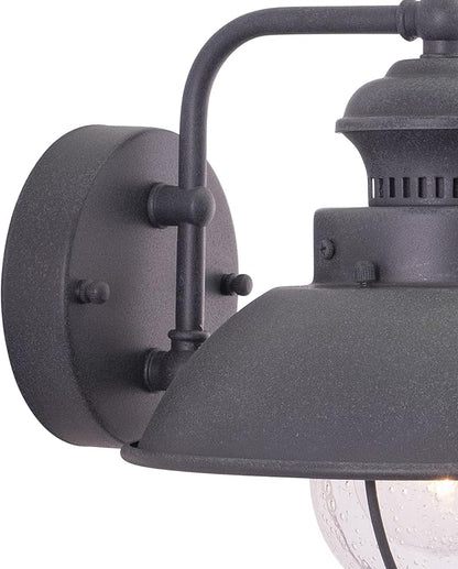 VAXCEL Harwich 8 in. H 1-Light Textured Gray Coastal Outdoor Wall Sconce Made of Durable Steel, Clear Seeded Glass Shade, LED Compatible, Use for Exterior Porch Patio Front Door or Garage