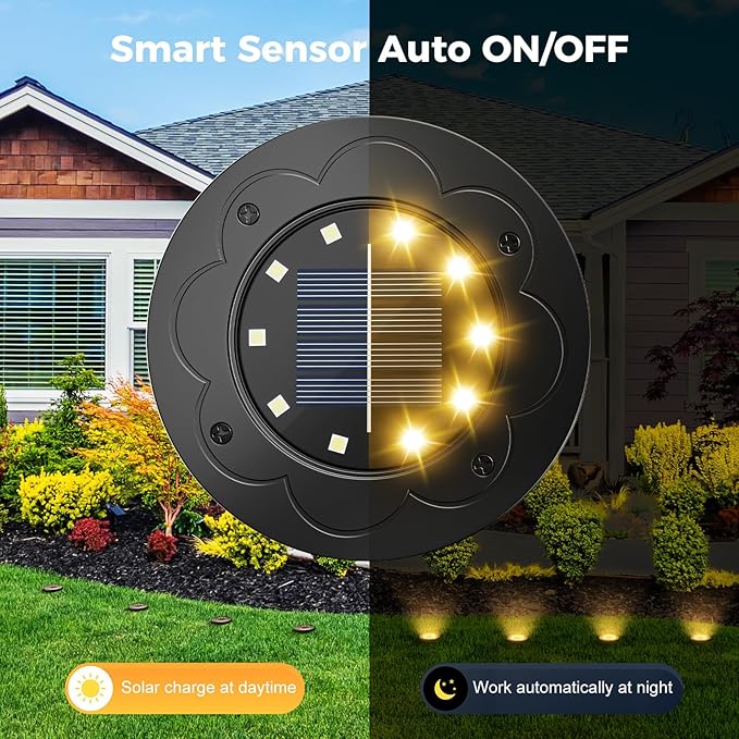 Brightown Solar Lights Outdoor Waterproof, 12 Packs LED In-Ground Lights Outdoor Solar Lights for Yard Patio Garden | Lumora