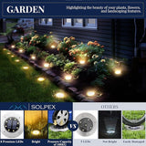 SOLPEX Solar Ground Lights, 16 Pack Solar Lights Outdoor Waterproof, 8 LED Solar Powered Landscape Lighting for | Lumora