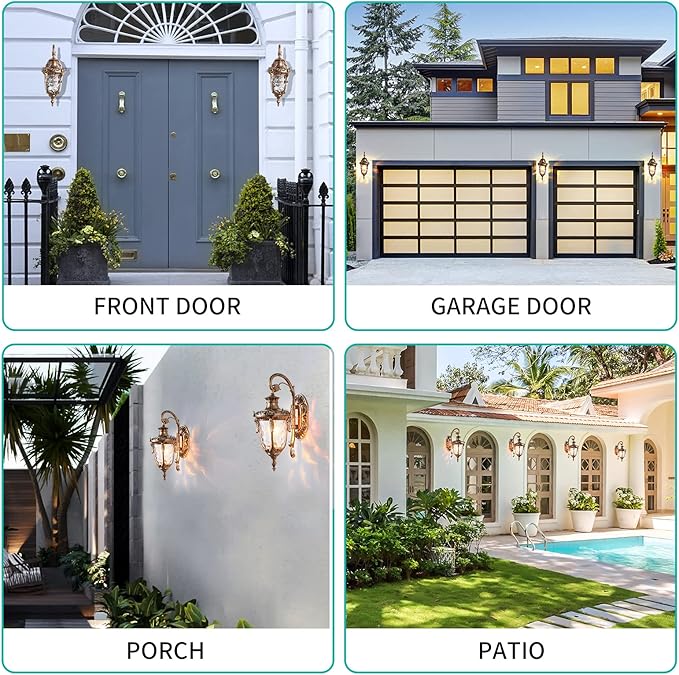 LONEDRUID Outdoor Wall Light Fixtures Bronze 16.93”H Exterior Wall Lantern Waterproof Sconce Porch Lights Wall Mount with Hammered Glass Shade for House