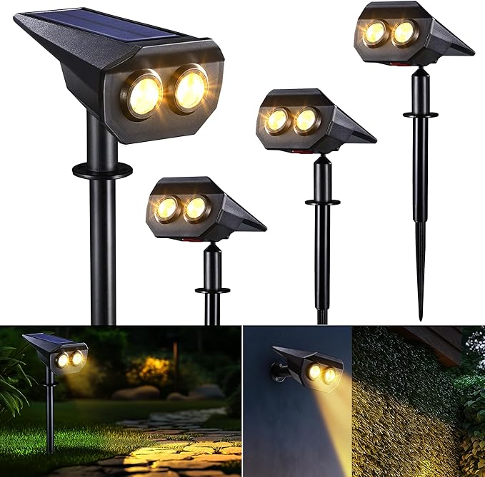 Flacchi Solar Lights Outdoor Waterproof - 2 Lighting Modes Solar Powered Garden Yard Spot Lights for Outside | Lumora