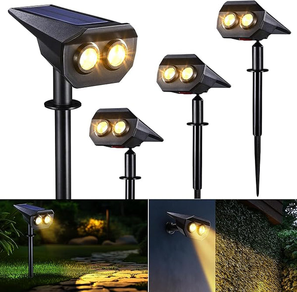 Flacchi Solar Lights Outdoor Waterproof - 2 Lighting Modes Solar Powered Garden Yard Spot Lights for Outside | Lumora