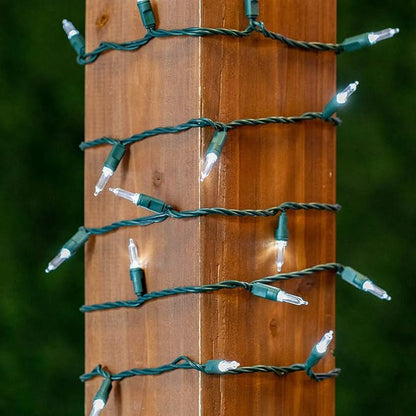 Novelty Lights Vintage Style T5 Pure White LED Christmas Lights, 35 Feet Green Wire String of 70 Mini Bulbs, UL Listed Indoor/Outdoor Tree Lighting