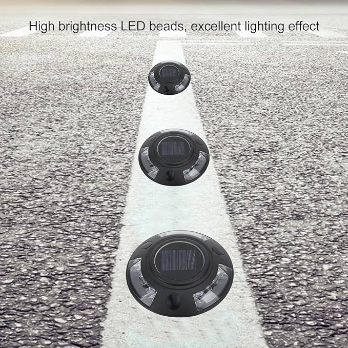 Fafeicy Solar Driveway Marker Light Aluminium Alloy Solar Powered Outdooor IP68 LED Road Studs Lamp for Sidewalk Pathway (White Light)