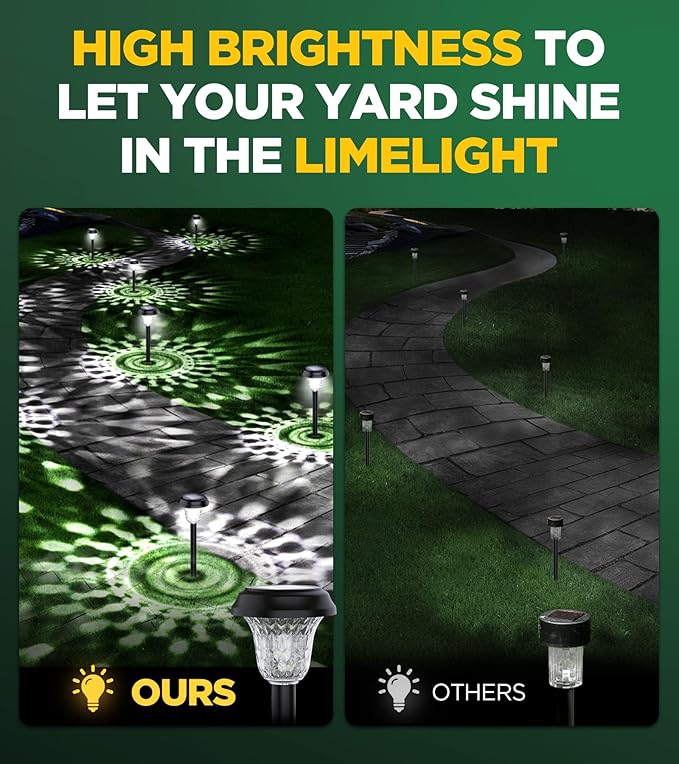 10 Pack Ultra Bright Solar Lights Outdoor Waterproof, from Dusk to Dawn Up to 12H Solar Light for Outside, Auto | Lumora