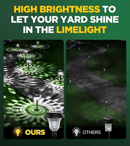 10 Pack Ultra Bright Solar Lights Outdoor Waterproof, from Dusk to Dawn Up to 12H Solar Light for Outside, Auto On/Off Solar Powered Garden Pathway Lights, Landscape Lighting (Cold White)
