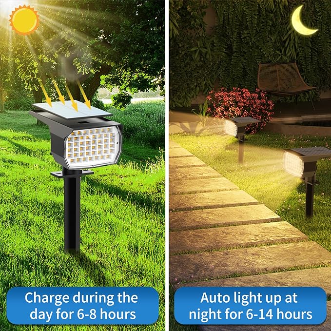 Solar Spot Lights Outdoor 10 Pack, [46 LED/3 Modes] Solar Landscape Spotlights Waterproof, 2-in-1 Auto On/Off Solar | Lumora